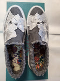 BLOWFISH COCO LACE FLORAL DISTRESSED GRAY SNEAKER