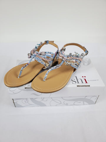 SHI BY JOURNEYS "SANDY" LIGHT BLUE SANDLES