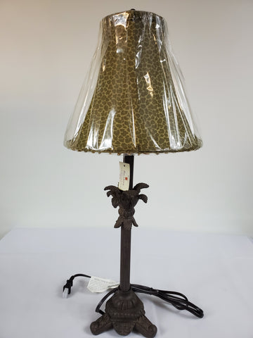 12376 HOME INTERIORS TABLE LAMP WITH LEOPARD LAMP SHADE