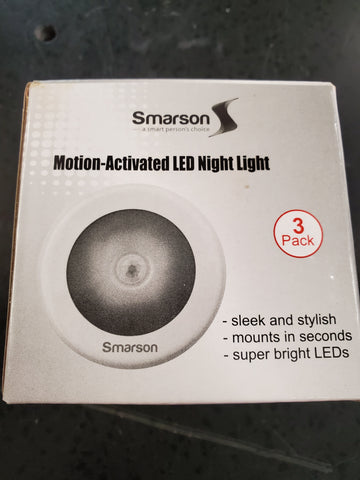 Smarson-Motion Activated LED Round Light/3PK