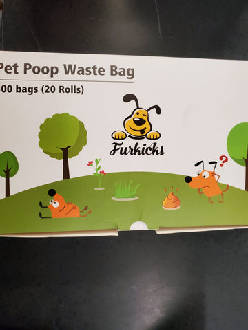 Furkicks-Pet Poop Waste Bag+Dispenser/300 Bags(20Rolls)